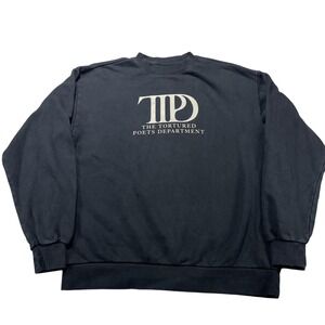 Taylor Swift Sweatshirt Mens Large Black Tortured Poets Fleece Crewneck Pullover